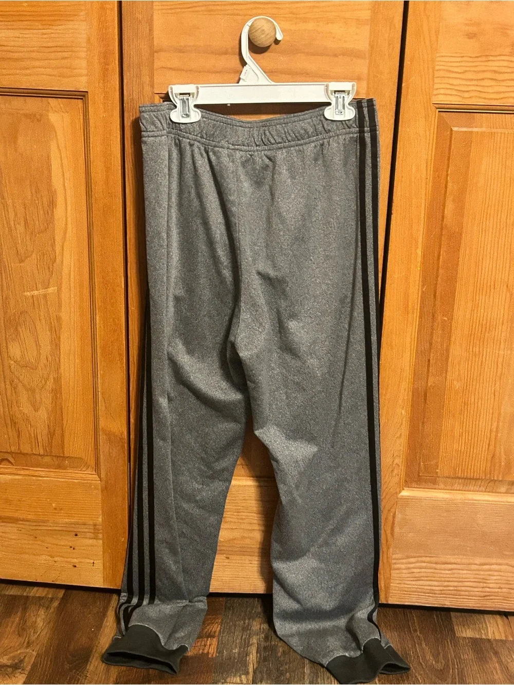adidas Men's Heather Gray Joggers with Black Side Stripes